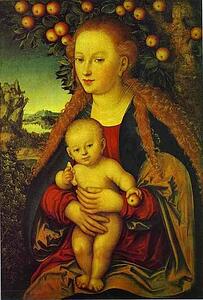 Virgin And Child Under An Apple Tree - Art Print Art Print - Virgin And Child Under An Apple Tree