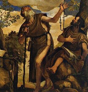 Virgin And Child With Angels Appearing To Saint Anthony Abbot And Saint Paul The Hermit. Detail - Art Print Art Print - Virgin And Child With Angels Appearing To Saint Anthony Abbot And Saint Paul The Hermit. Detail