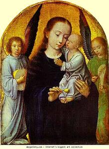Virgin With Child Between Angel Musicians - Art Print Art Print - Virgin With Child Between Angel Musicians