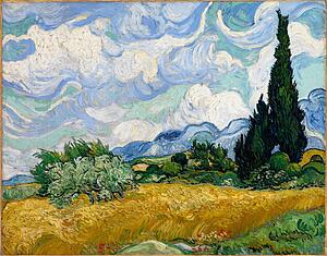 Wheat Art Print - Wheat Field With Cypresses