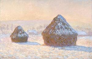 Morning Art Print - Wheatstacks, Snow Effect, Morning