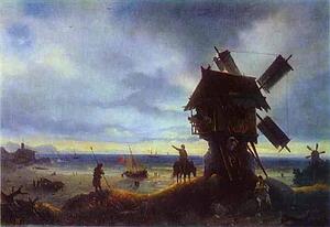 Art Print - Windmill On The Sea Coast