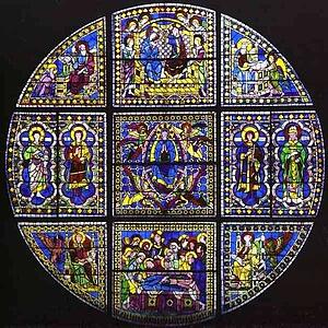 Window Showing The Death, Assumption And Coronation Of The Virgin - Art Print Art Print - Window Showing The Death, Assumption And Coronation Of The Virgin