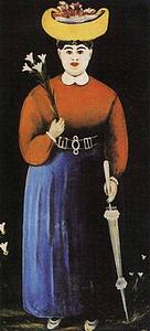 Art Print - Woman With Flowers And Parasol