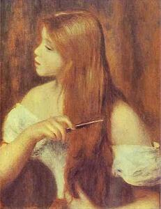 Young Girl Combing Her Hair - Art Print Art Print - Young Girl Combing Her Hair