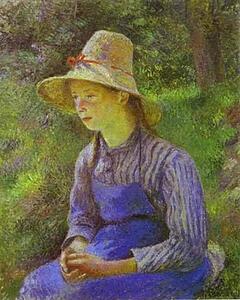 Young Peasant Girl Wearing A Hat - Art Print Art Print - Young Peasant Girl Wearing A Hat