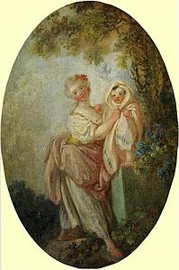 Young Woman Holding Up Her Child - Art Print Art Print - Young Woman Holding Up Her Child