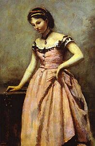 Young Woman In A Pink Dress - Art Print Art Print - Young Woman In A Pink Dress