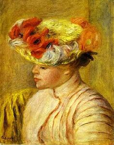 Young Woman Wearing A Hat With Flowers. (Jeune Femme Au Chapeau De Fleurs) - Art Print Art Print - Young Woman Wearing A Hat With Flowers. (Jeune Femme Au Chapeau De Fleurs)