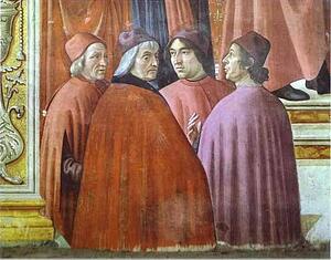 Art Print - Zachariah In The Temple: Marsilio Ficino, Cristoforo Landino, Angelo Poliziano And Demetrios Chalkondyles. Detail